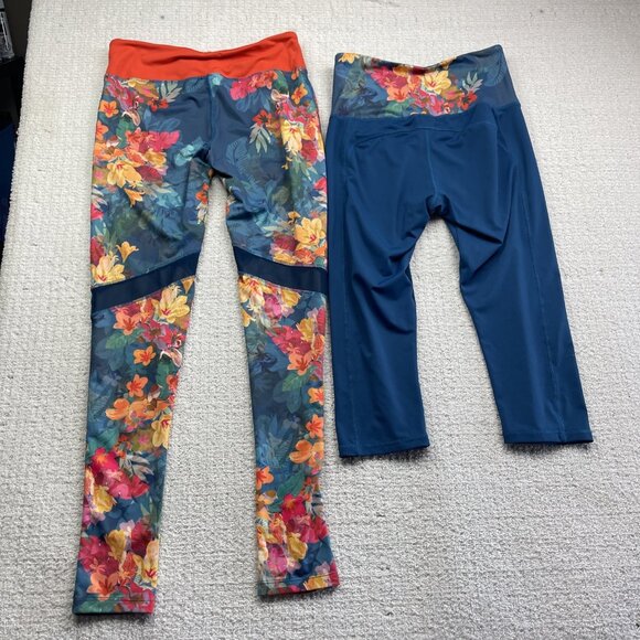Lot x2 Surin Sport Leggings Athletic Gym / Yoga Floral AOP Tropical Women Sz M - Picture 13 of 16